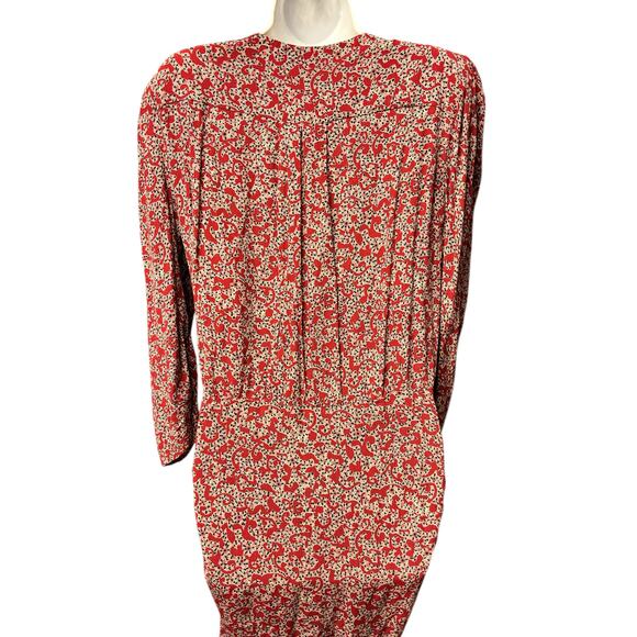 Ba&Sh Printed Crystal Mini Wrap Dress Sz 10 Carmine Ruched Puff Sleeves Cocktail - Picture 4 of 7